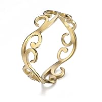 Vintage Filigree Flower Ring Women Girls Stainless Steel Romantic Rose Casual Rings Jewelry for Lady Girls