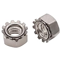 M4-0.7 (100 pcs) K-Lock Nuts with External Tooth Lock Washer, 304 Stainless Steel 18-8