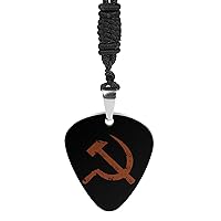 USSR Hammer And Sickle Guitar Pick Necklace Personalized Pendant Necklace Jewelry Gift for Men Women