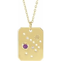 14k Yellow Gold Sagittarius Natural Amethyst Round 2.5mm I1 G h 0.01 Carat 16 18 Inch Polished and Jewelry for Women
