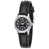 Casio #LTP-V002L-1B Women's Standard Analog Leather Band Black Dial Date Watch