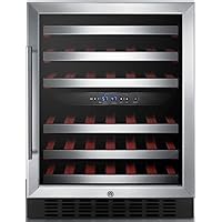 Summit Appliance SWC530BLBIST Commercially Approved Dual Zone Built-In Wine Cellar with Glass Door, Digital Thermostat, Auto Defost, Stainless Steel Trimmed Shelves and Black Cabinet