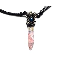 Hexagonal Healing Gemstone Crystal Point Pendant Resin Blue Bead Adjustable Necklace - Womens Fashion Handmade Jewelry Boho Accessories