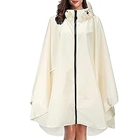 YZHM Rain Coats for Women Waterproof Poncho Jackets with Hood Unisex Zip Up Rain Jackets with Pockets Long Packable Raincoats