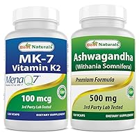 MK-7 Vitamin K2 100 mcg & Ashwagandha Extract 500 Mg