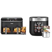 COSORI Dual Basket 9 Qt Air Fryer and 10 Cup Rice Cooker with Steamer, Sauté, Slow Cooker