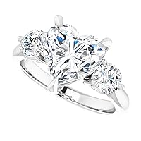 JEWELERYIUM 3 CT Heart Cut Colorless Moissanite Engagement Ring, Wedding/Bridal Ring Set, Halo Style, Solid Sterling Silver, Anniversary Bridal Jewelry, Beautiful Ring For Women