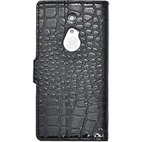 PLATA for Arrows NX F-01F Crocodile Design Wallet case Leather Stand case Pouch (Black)