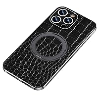 Case for iPhone 15 Pro Max/15 Pro/15 Plus/15, Slim Genuine Leather Case with Stand Ring Camera Protection Premium Shockproof Cover,Black3,15 Plus