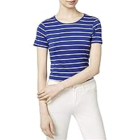 kensie Womens Tie Detail Basic T-Shirt, Blue, Medium