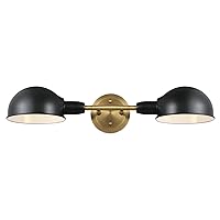 Westinghouse Lighting 6130800 Langhorne Transitional Two Light Wall Fixture, Matte Black and Brushed Brass Finish