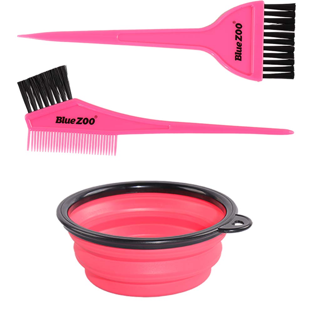 BlueZOO Hair Dye Coloring Kit, Professional 3PCS DIY Beauty Home & Salon Tools Supplies - Hair Tinting Bowl & Dye Brushes & Sharp Tail Angled Comb, Hair Color Mixing Applicator Bleaching Set