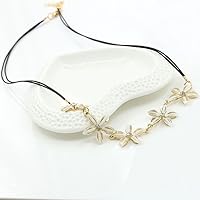 Fashion Women Bib Crystal Five Petal Flower Statement Pendant Necklace Accessories (White)