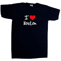 I Love Heart Boston Black V-Neck T-Shirt