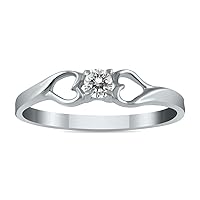 AGS Certified 1/10 Carat TW Diamond Heart Promise Ring in 10K White Gold
