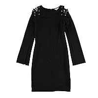 Womens Laced Shoulder Bodycon Dress, Black, XX-Large