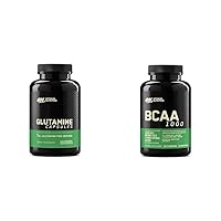 Optimum Nutrition L-Glutamine Muscle Recovery Capsules, 1000mg, 240 Count (Package May Vary) & Instantized BCAA Capsules, Keto Friendly Branched Chain Essential Amino Acids, 1000mg