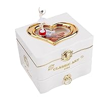 Mini Piano Model Romantic Classic Musical Case Jewellery Carousel Swivel Box Gift for Girls Kids