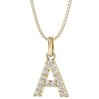 Peora Lab Grown Diamond Initial Pendant Necklace Letter A in 14K Yellow Gold Plated Sterling Silver, F-G Color, VS Clarity, with 18 inch Chain