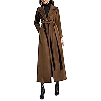 Women's Charming Warm Wool Blend Jacket Overcoat Double Breasted Slant Pockets Max-Long Winter Coat