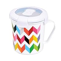 French Bull 23 oz Soup Mug With Handle and Vented Lid Food Storage-Cool Grip Leak Proof Dishwasher and Microwave Safe Lunch Travel Airtight (Ziggy)