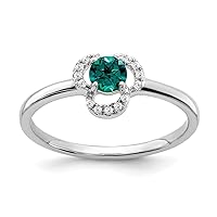 1.5mm 10k White Gold Created Alexandrite And Diamond Ring Size 7.00 Jewelry for Women