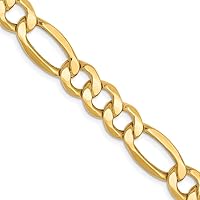 10k Gold 7.3mm Semi solid Figaro Chain Necklace Jewelry Gifts for Women - Length Options: 18 20 22 24 26