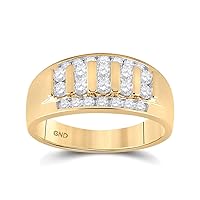 The Diamond Deal 10kt Yellow Gold Mens Round Diamond Wedding Band Ring 1 Cttw