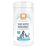 Nootie Ear Wipes for Dogs & Cats with Salicylic Acid Drys Ears - Helps Prevent Itching & Ear Infections - Sold In Over 3000 Vet Clinics-Made In U.S.A. Large Size Wipe-70 Count