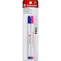 SINGER 04371 Fine Point Disappearing Fabric Marking Pen, Pink and Blue, 2-Pack