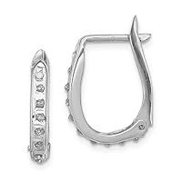 925 Sterling Silver Polished Leverback Platinum Plated Diamond Mystique Oval Hoop Earrings Measures 16x13mm Wide 3mm Thic Jewelry Gifts for Women