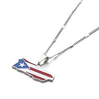 Stainless Steel Trendy Enamel Puerto Rico Map Pendant Chain for Women Puerto Ricans Map Charm Jewelry