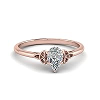 Choose Your Gemstone Celtic Solitaire Ring 18k Rose Gold Plated Pear Shape Solitaire Engagement Ring 18k : US Size 4 to 12