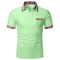 Mens Slim Polo, Men's Colorblock Business Golf Shirt Men's Short Sleeve Casual Lapel Polo Shirt