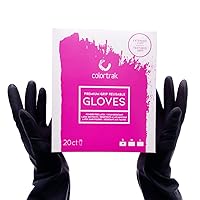Colortrak Reusable Powder Free Latex Gloves, 20 Count, Multi-Use, Lightweight Latex, Textured Finish, Black Color Hides Stains, Reusable to Reduce Waste, Small