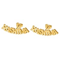 Personalized Name Stud Earrings - 1 Pair Nameplate Stud Earring for Women Customize Initial Cursive Custom Letter Name Earrings Gift for Best Friend Girls