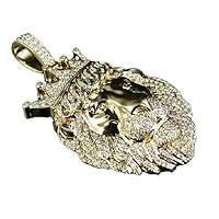 3.00 CT Round Cut VVS1 Diamond Men's King Lion Head Charm Pendant 14K Yellow Gold Over Sterling Silver for Festival Day Gift
