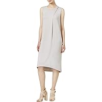 Womens Hi-Low Sleeveless Casual Dress Beige L