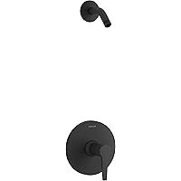 KOHLER K-TLS97077-4-BL Pitch Rite-Temp Shower Trim Set Without Showerhead, Shower Arm and Flange and Faceplate with Lever Handle, Matte Black, 1 Count