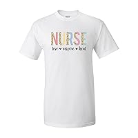 Nurse Appreciation T-Shirt Nurse Love Inspire Heal Cheetah Print Healthcare Worker Graphic Tee-White-Large