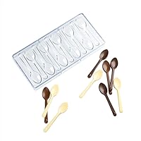 Pastry Tek 10.8 x 5.3 Inch Spoon Mold, 1 Spoon Chocolate Spoon Mold - 10 Cavities, Freezer-Safe, Clear Polycarbonate Candy Spoon Mold, Easy Release, Food Grade