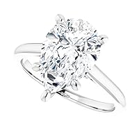 10K Solid White Gold Handmade Engagement Ring 4 CT Pear Cut Moissanite Diamond Solitaire Wedding/Bridal Rings Set for Women/Her Propose Ring, Perfact for Gifts Or As You Want