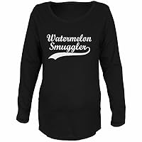 Old Glory Watermelon Smuggler Black Maternity Soft Long Sleeve T-Shirt - X-Large