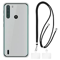 Motorola One Fusion Case + Universal Mobile Phone Lanyards, Neck/Crossbody Soft Strap Silicone TPU Cover Bumper Shell for Motorola One Fusion (6.5”)