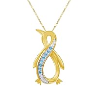 AFFY Penguin Infinity Pendant Necklace in 14K Yellow Gold Over Sterling Silver
