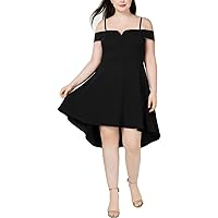 Womens Plus Hi-Low Fit & Flare Cocktail Dress Black 18W