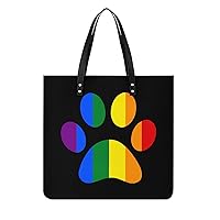 LGBT Paw Pride Printed Tote Bag for Women Fashion Handbag with Top Handles Shopping Bags for Work Travel