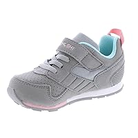 TSUKIHOSHI 2510 Racer Strap-Closure Machine-Washable Child Sneaker Shoe with Wide Toe Box and Slip-Resistant, Non-Marking Outsole - Gray/Pink, 12.5 Little Kid (1-8 Years)