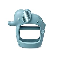 Itzy Ritzy Bitzy Grip - Silicone Developmental Teether with Easy-to-Hold Hand Grip, Designed for Ages 3 Months and Up, Elephant