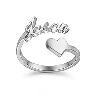 Sterling Silver/10K 14K 18K Gold Personalized 1-3 Names Ring for Women Custom Engraved with Any Name Promise Ring Birthday Mother’ s Day Gifts for Her Mum Grandma Daughter Wife